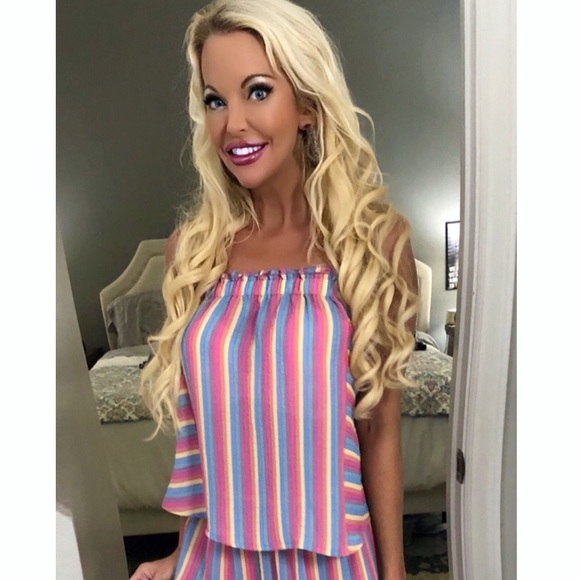 LAST 1! Multi Color Stripe Tank-Pants Available - Picture 1 of 4